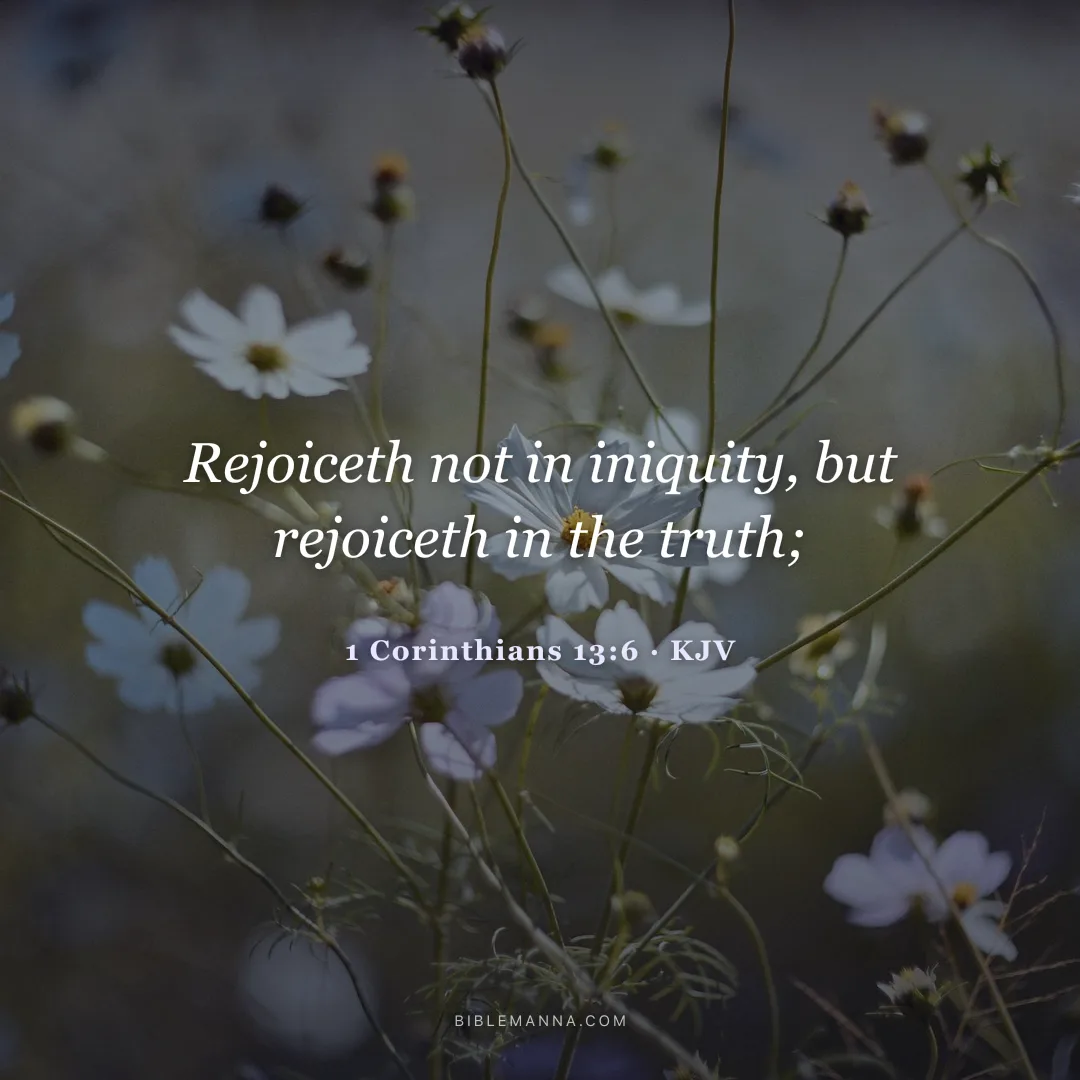"Rejoiceth not in iniquity, but rejoiceth in the truth;" - 1 Corinthians 13:6 (KJV)