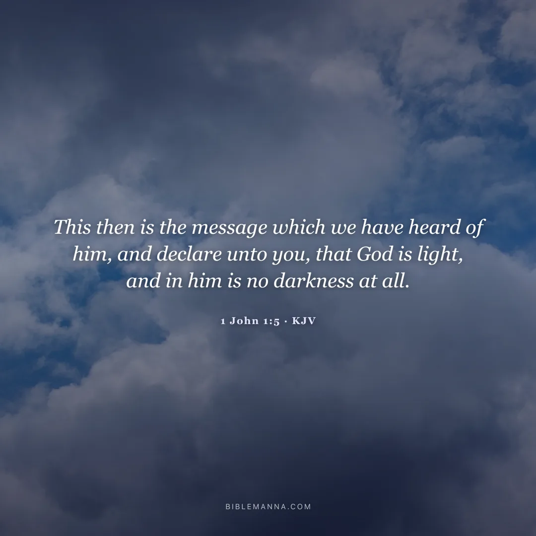 "This then is the message which we have heard of him, and declare unto you, that God is light, and in him is no darkness at all." - 1 John 1:5 (KJV)