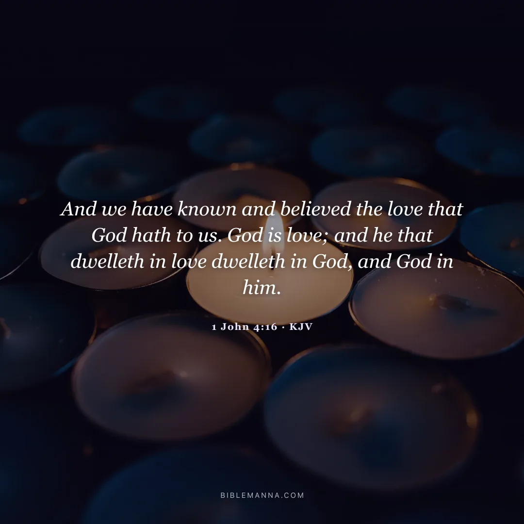 "And we have known and believed the love that God hath to us. God is love; and he that dwelleth in love dwelleth in God, and God in him." - 1 John 4:16 (KJV)
