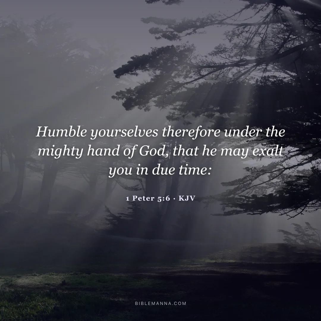 "Humble yourselves therefore under the mighty hand of God, that he may exalt you in due time." - 1 Peter 5:6 (KJV)