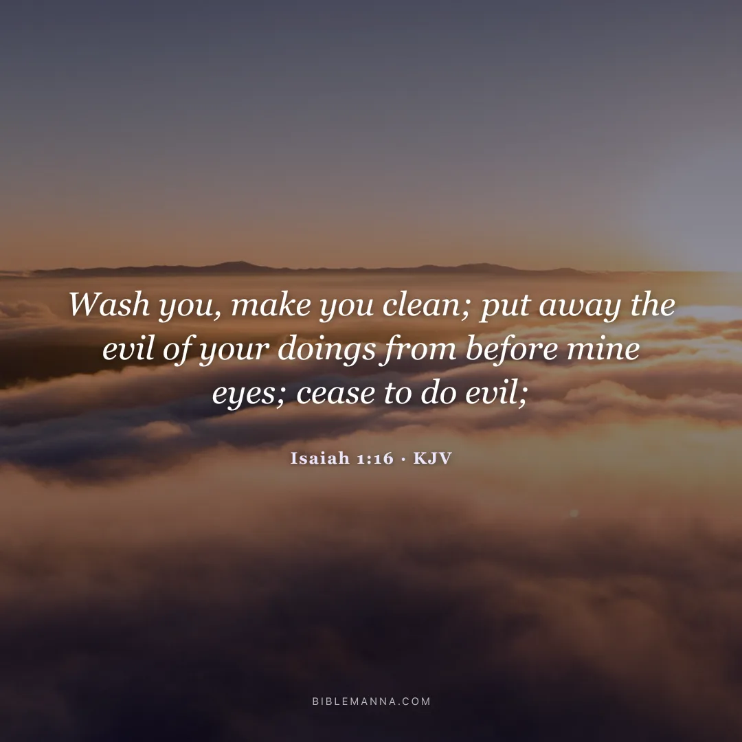 "Wash you, make you clean; put away the evil of your doings from before mine eyes; cease to do evil;" - Isaiah 1:16 (KJV)