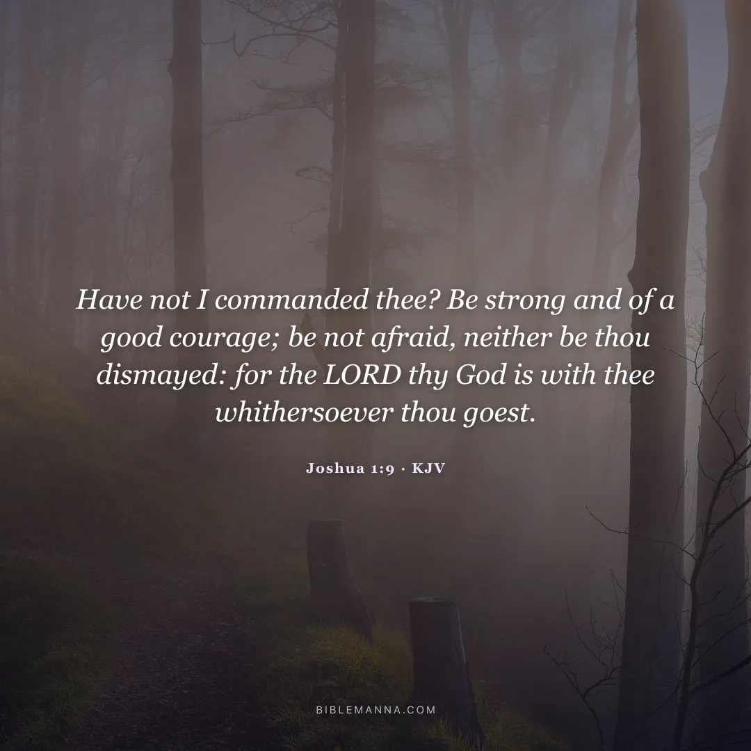 "Have not I commanded thee? Be strong and of a good courage; be not afraid, neither be thou dismayed: for the LORD thy God is with thee whithersoever thou goest." - Joshua 1:9 (KJV)