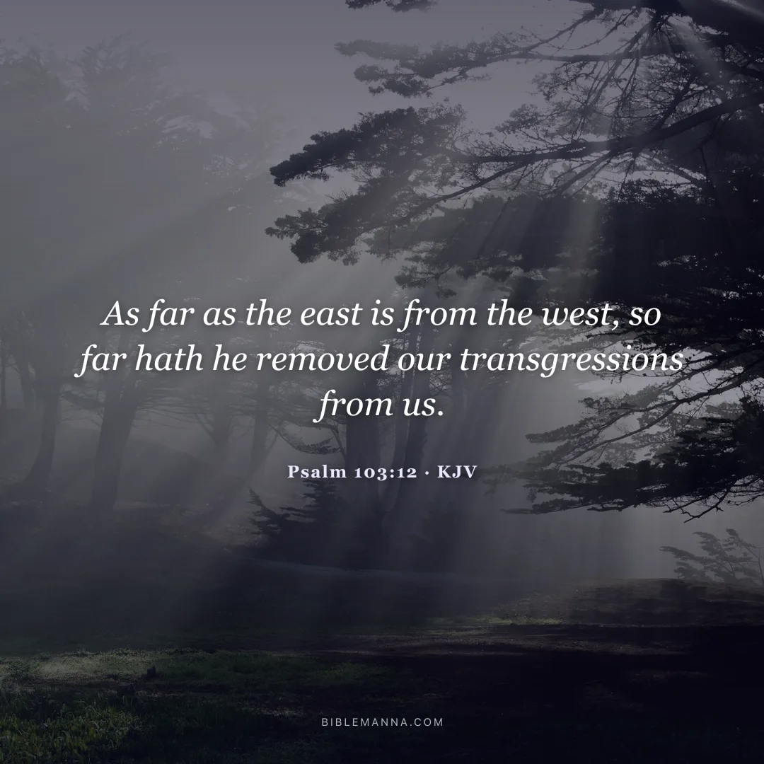 "As far as the east is from the west, so far hath he removed our transgressions from us." - Psalm 103:12 (KJV)