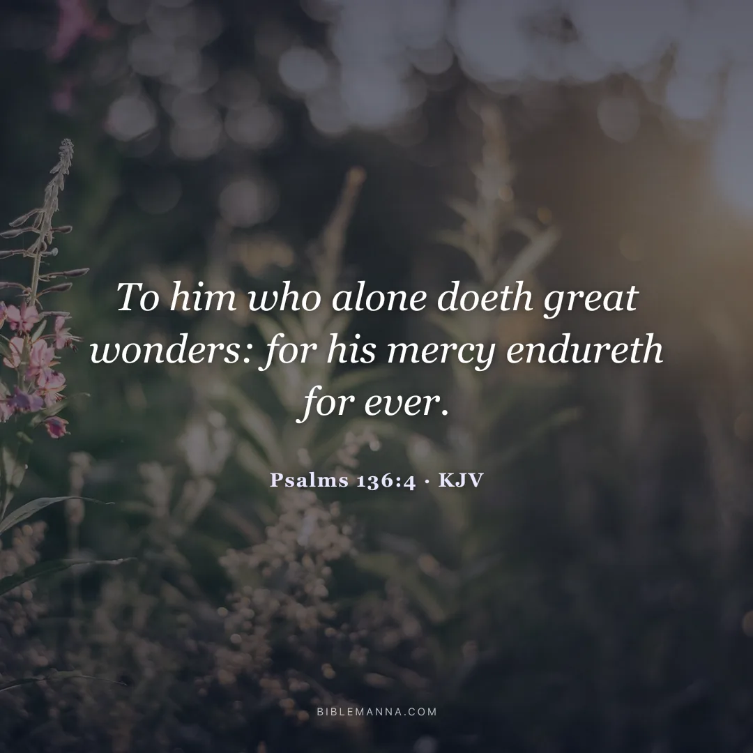 "To him who alone doeth great wonders: for his mercy endureth for ever." - Psalms 136:4 (KJV)