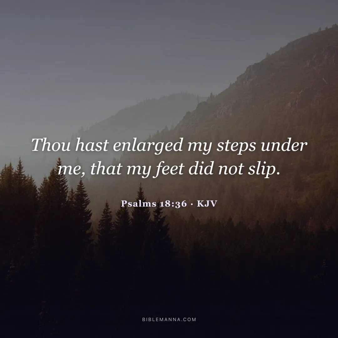 "Thou hast enlarged my steps under me, that my feet did not slip." - Psalms 18:36 (KJV)