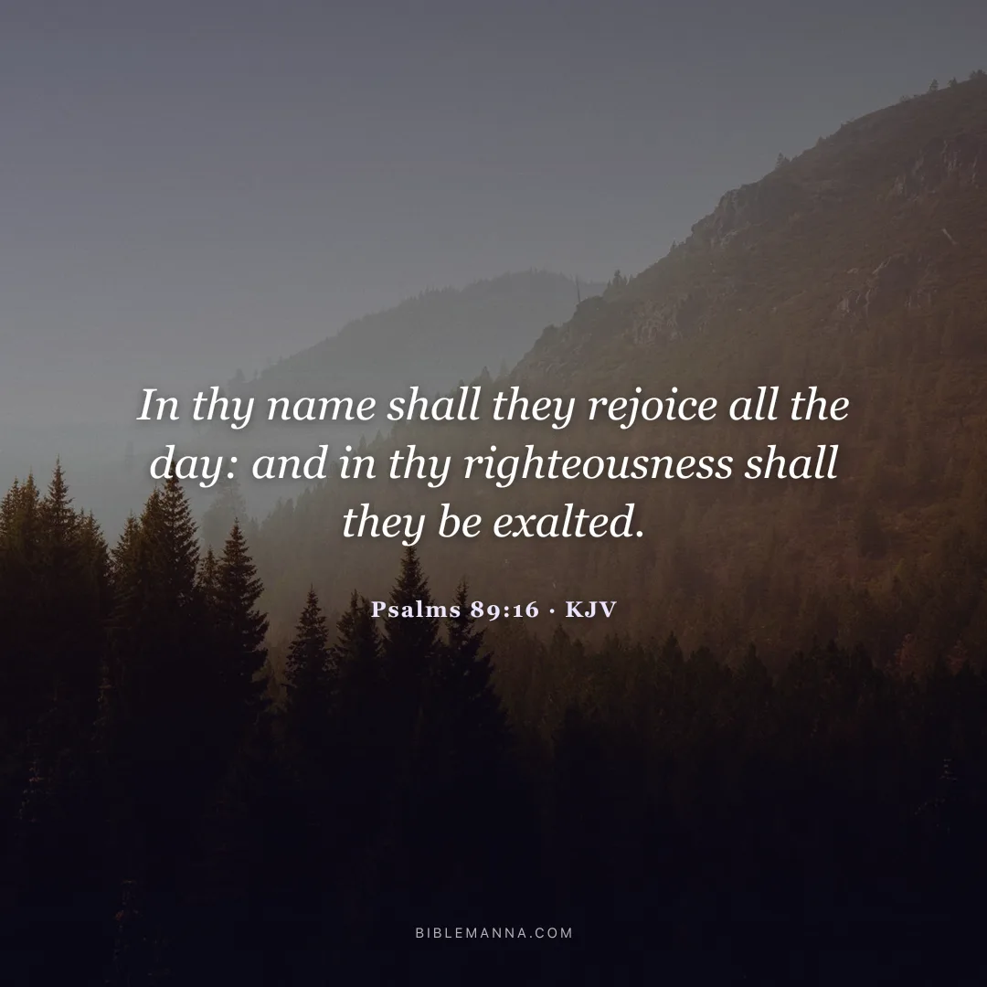 "In thy name shall they rejoice all the day: and in thy righteousness shall they be exalted." - Psalms 89:16 (KJV)