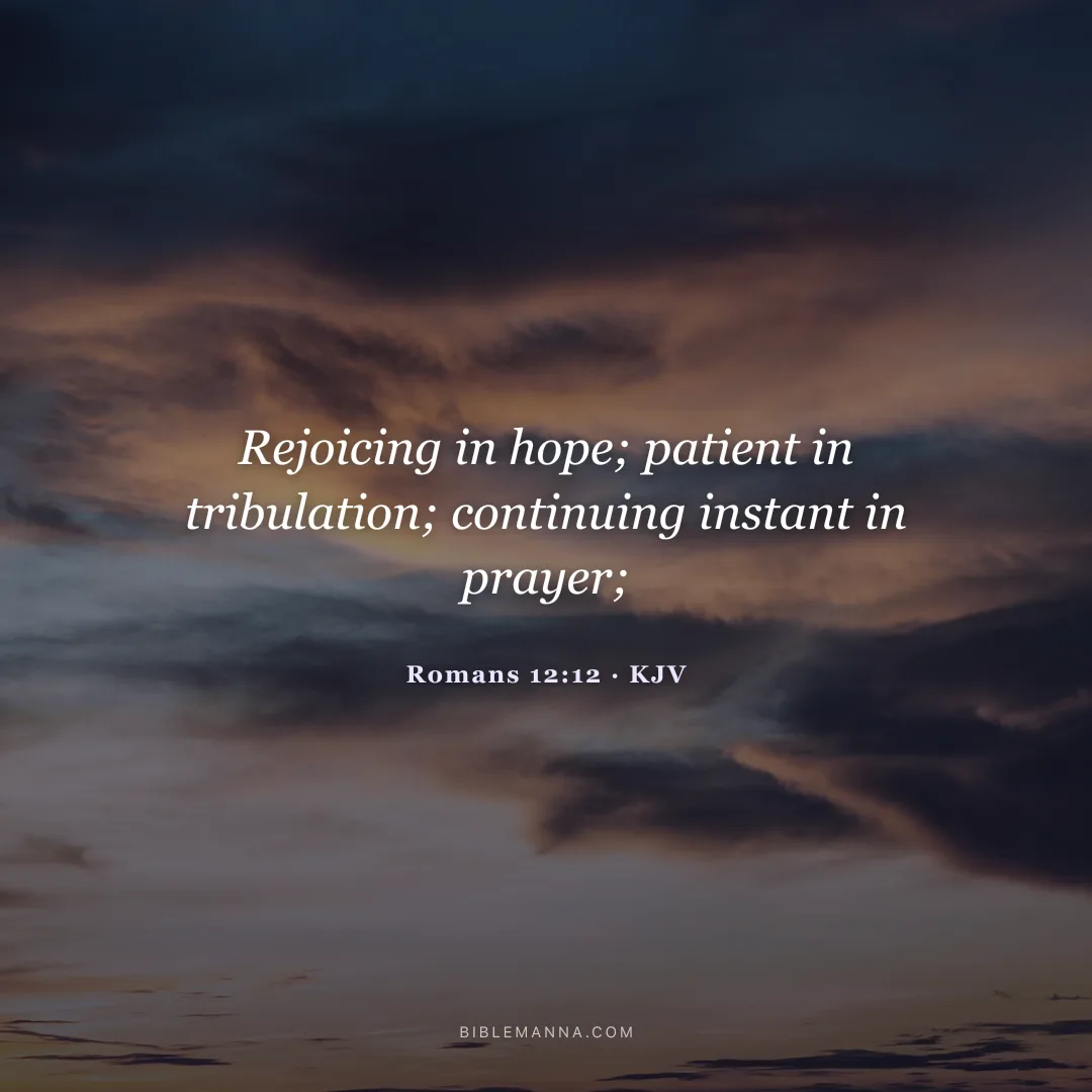 "Rejoicing in hope; patient in tribulation; continuing instant in prayer;" - Romans 12:12 (KJV)